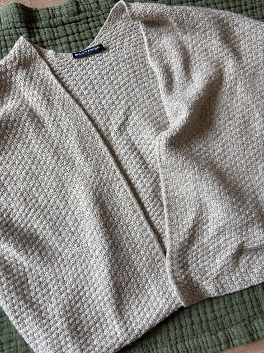 Brandy Melville Cream Textured Open-Front Cardigan